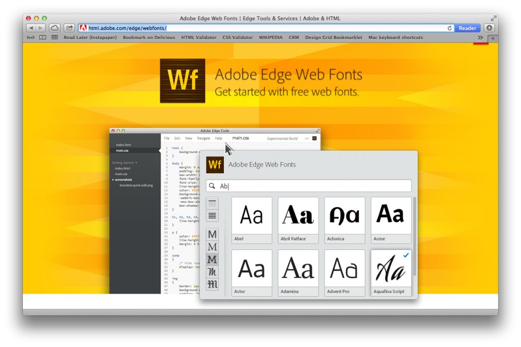 Screenshot Adobe Edge Web Fonts
