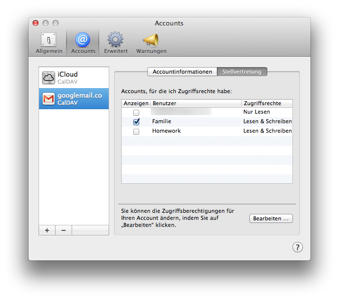 Mac Kalender Stellvertretungen (Screenshot Mac OS Kalender)