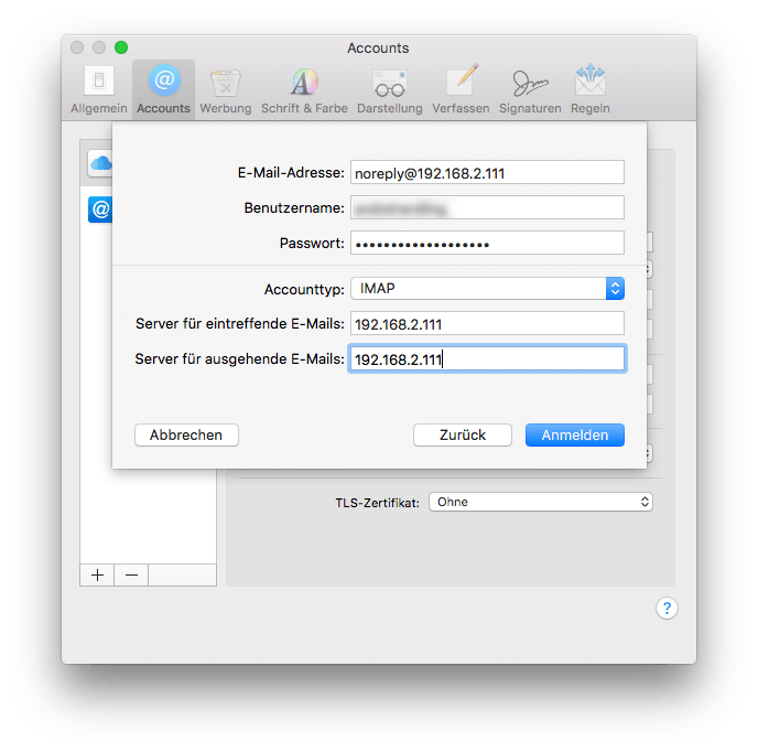DiskStation Mail-Account in Apple-Mail